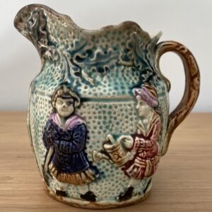 Pichet barbotine, Les Jardiniers, Wasmuel, 1900