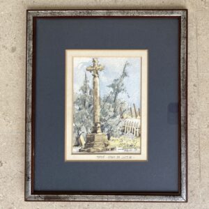 Aquarelle "La croix de justice, Martué", Roger Joiris 1990