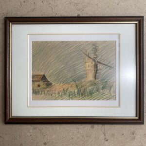 Dessin "Paysage au moulin", Marie Howet