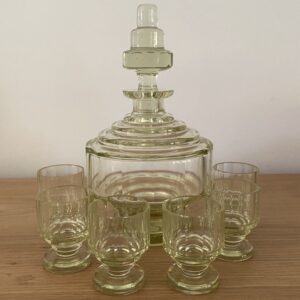 Ensemble à liqueur en verre, tchèque, Art Déco