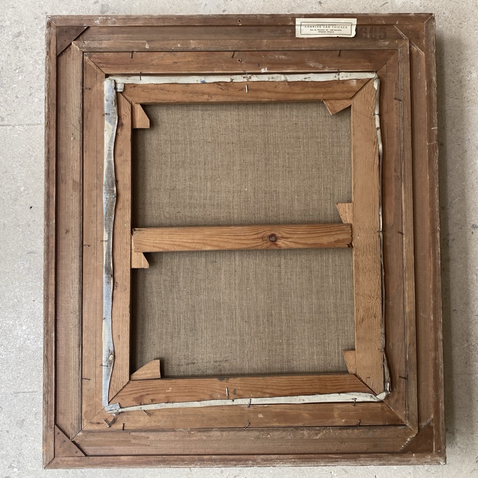 Peinture à l'huile, Intérieur de village avec abreuvoir, Marie Howet – Image 3