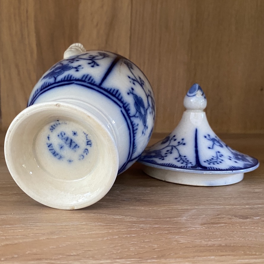 Sucrier en faïence fine "Saxe", Mouzin-Lecat, Nimy 19è – Image 3