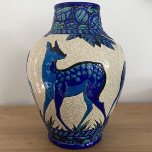 Vase aux Daims bleus, Charleau Catteau vers 1925