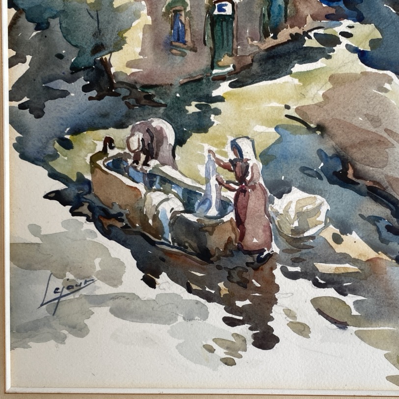 Aquarelle "Lavandières à Laforêt sur Semois", Jean Lejour – Image 2