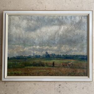 Huile "panorama d'Arlon avec laboureur", Jean-Baptiste Lambé, 1928