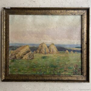 Huile "Meules de foin", Jean-Baptiste Lambé 1932