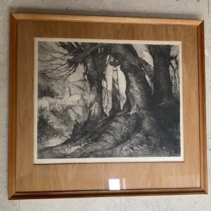 Gravure "le calvaire de Laiches-Chassepierre", Camille Barthélémy