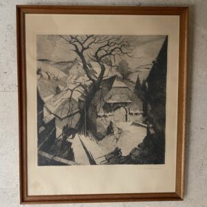 Gravure "La veille ferme de Vlessart", Camille Barthélémy