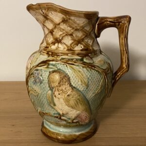 Pichet en barbotine "Perroquets", Mouzin Lecat, Nimy lez Mons 1870