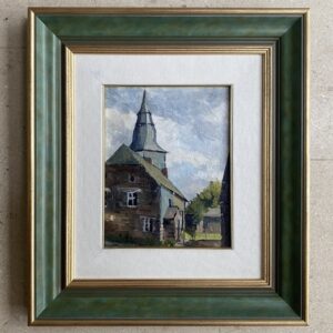 Peinture "Eglise d'Orgéo", Jules Pirotte 1970