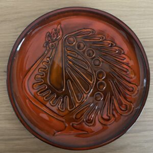 Assiette céramique , "Coq", Yvon Angé