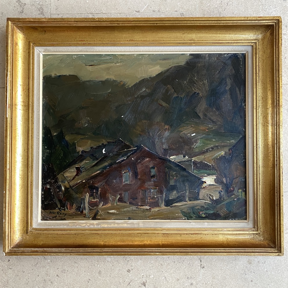 Peinture Paysage avec maison ardennaise, Albert Raty