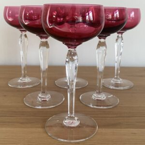 6 verres à vin rouge, Val Saint Lambert, Saumur
