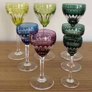 Verres en cristal doublés, taillés, Val Saint Lambert