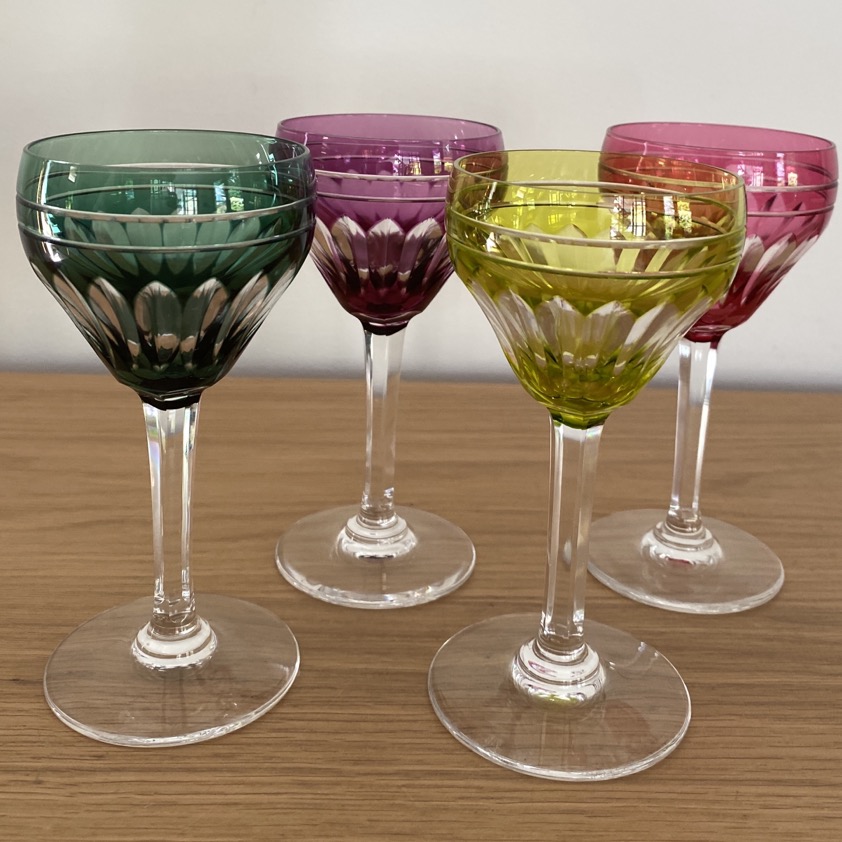 Verres en cristal doublés, taillés, Val Saint Lambert – Image 4
