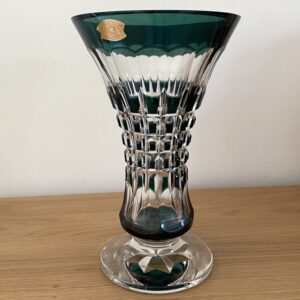 Vase en cristal taillé vert, Val Saint Lambert, Art Déco