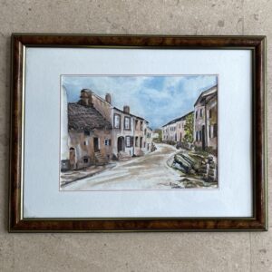 Aquarelle, Une rue en Gaume, Reine Larivière