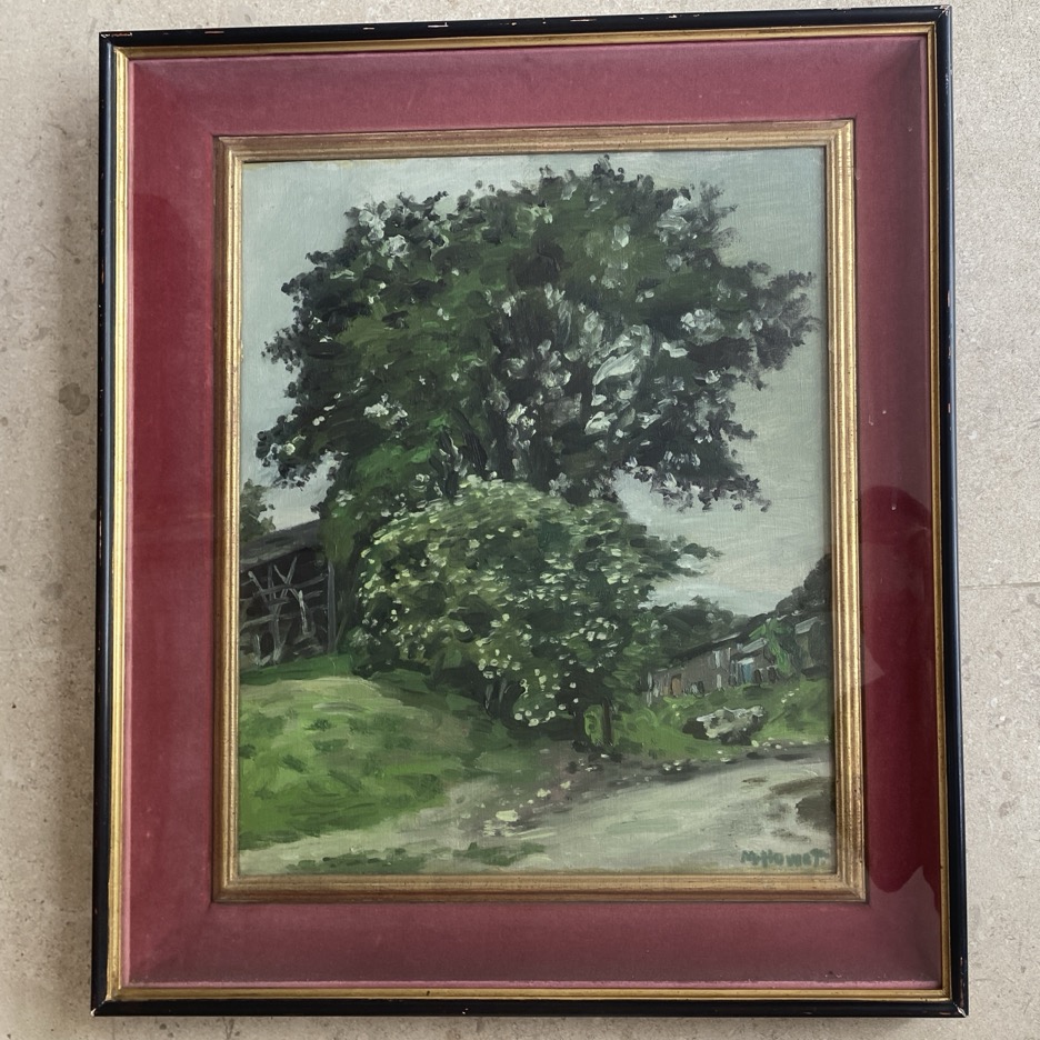 Peinture "Village avec séchoir à tabac", Marie Howet
