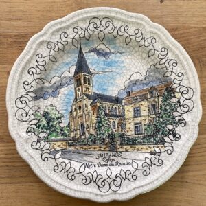 Assiette "Eglise d'aubagne", Faïencerie des Récollets, Longwy