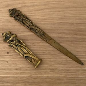 Ensemble de bureau en bronze, Edouard Hoffer, Art Nouveau