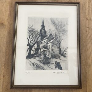 Gravure "Eglise de Waha", Camille Berthélémy