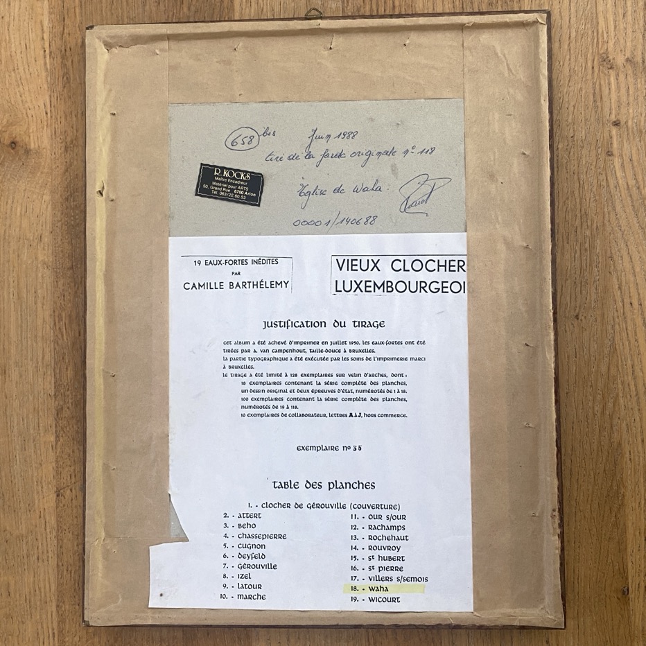 Gravure "Eglise de Waha", Camille Berthélémy – Image 4