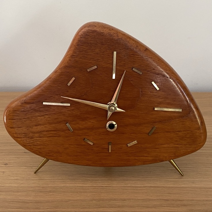 Horloge de table en teck, Vintage