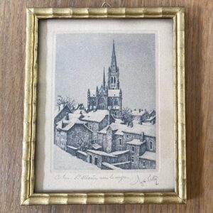 Gravure "Arlon, St Martin sous la neige", Géo Fosty