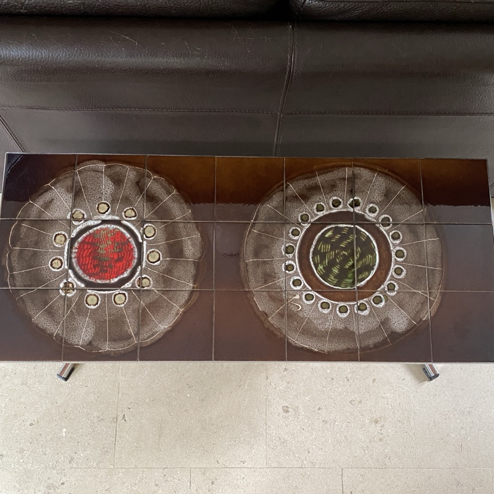 Table basse chrome et céramique, Belarti, Space Age vintage – Image 2