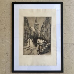 Gravure "Grand Rue, Arlon", Camille Barthélémy 1923