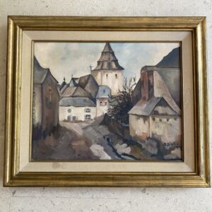 Peinture "Paysage intérieur de village", Simone Balon 1983