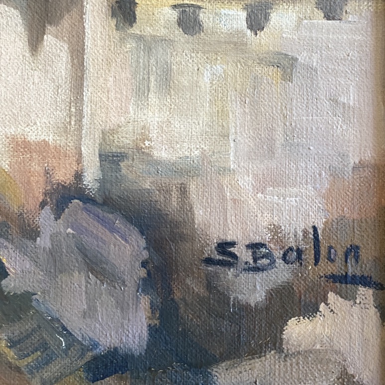 Peinture "Paysage intérieur de village", Simone Balon 1983 – Image 2