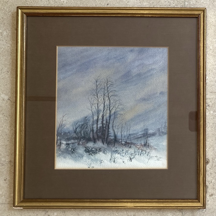 Aquarelle "Paysage hivernal", JEL Jacob 1976