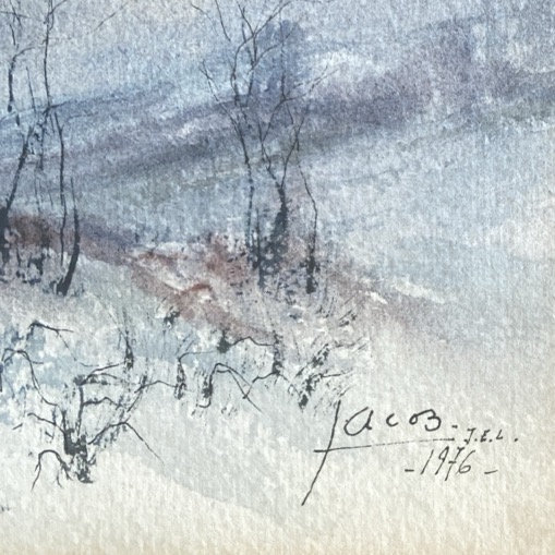 Aquarelle "Paysage hivernal", JEL Jacob 1976 – Image 2