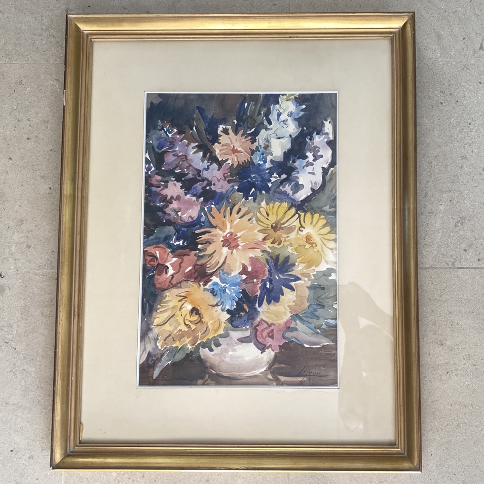 Aquarelle "Bouquet de fleurs", Jean Lejour