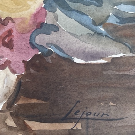 Aquarelle "Bouquet de fleurs", Jean Lejour – Image 2