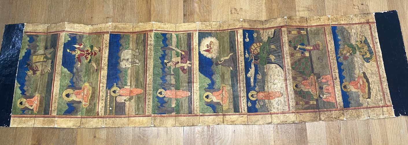 Manuscrit "parabaik", Vie de Bouddha, Période Konbaung, 18è-19è siècle