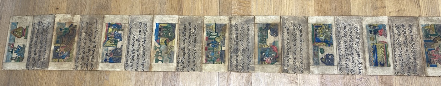 Manuscrit "parabaik", Vie de Bouddha, Birmanie 19è siècle
