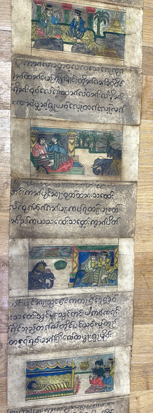 Manuscrit "parabaik", Vie de Bouddha, Birmanie 19è siècle – Image 4