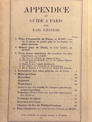 baedeker appendice au guide à paris 1914/